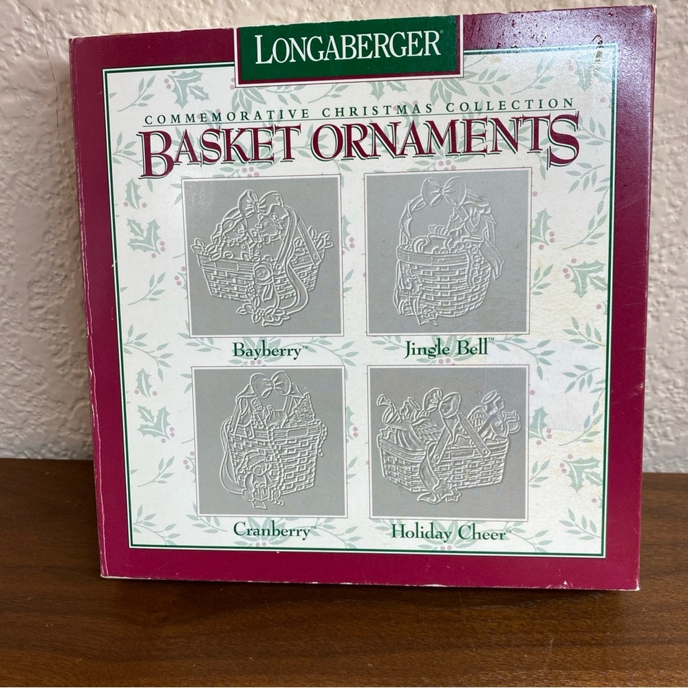 VTG 1995 Longaberger Basket‎ Set Of Four Christmas Tree Ornaments Holiday - Picture 3 of 14